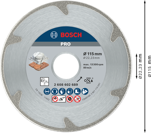 Disque diamanté Bosch PRO Marble 115 mm pour la coupe de la pierre.