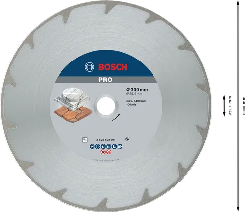Disque diamanté Bosch PRO Marble 300 mm pour la coupe de la pierre.