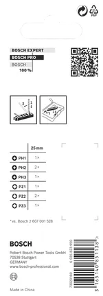 Coffret de 8 embouts de tournevis Bosch PRO Impact de 25 mm.
