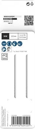 Lames de scie sauteuse Bosch PRO Multi Material T345XF 132 mm, 2 pièces.