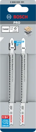 Lames de scie sauteuse Bosch PRO Multi Material T345XF 132 mm, 2 pièces.