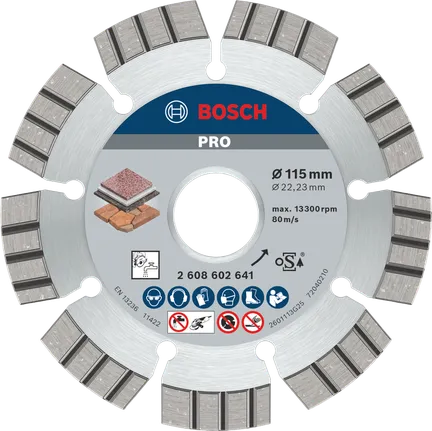 Disque diamanté Bosch PRO Stone pour la coupe de la pierre, 115 mm.