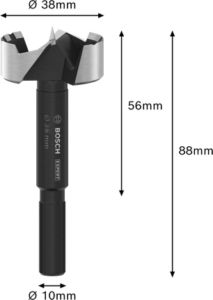 Mèche Forstner Bosch EXPERT pour bois, 38 mm, pour un perçage précis du bois.