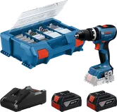 Coffret de perceuse Bosch GSB 18V-65 avec batteries et coffret.