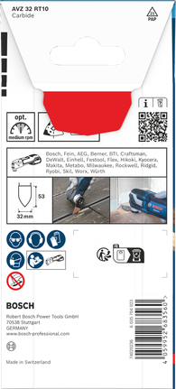 Accessoire de ponçage en carbure Bosch EXPERT AVZ 32 RT10.