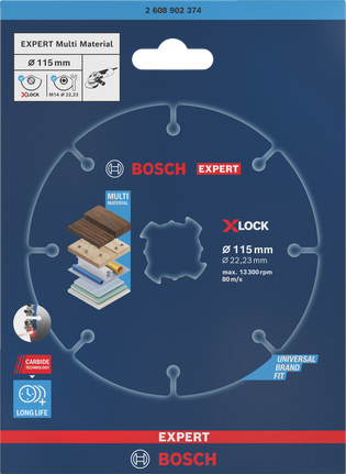 Disque à tronçonner Bosch EXPERT Multi Material 115×22,23 mm X-Lock.
