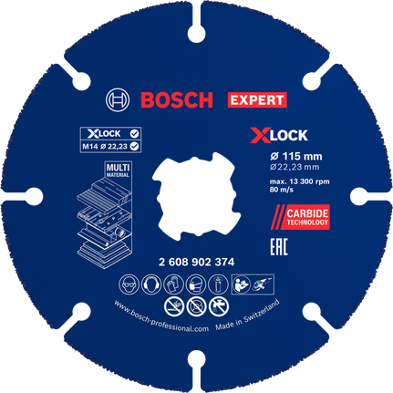 Disque à tronçonner en carbure multi-matériaux Bosch EXPERT, X-Lock.