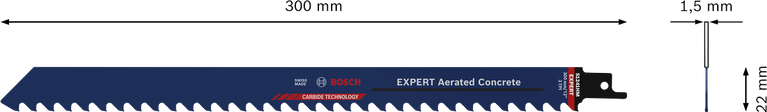 Lame de scie alternative Bosch EXPERT pour béton cellulaire S1241HM, 300 mm.