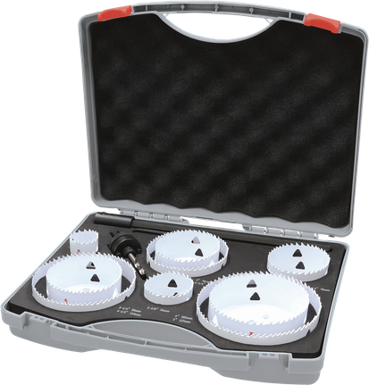 Ensemble de scies cloches filetées multi-matériaux Bosch dans un coffret.