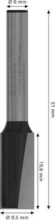 Fraise à défoncer droite Bosch PRO deux dents 9,5x19,6 mm.
