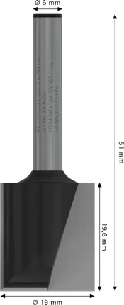 Fraise à défoncer droite Bosch PRO 19 mm à deux cannelures.