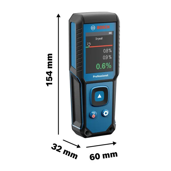Humidimètre pour matériaux Bosch GMM 1-15 avec mesures.