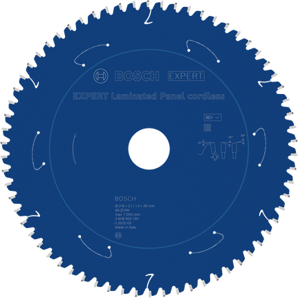 Lame de scie circulaire sans fil Bosch EXPERT pour panneaux stratifiés, 216 mm.