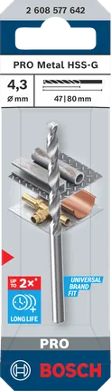 Foret Bosch PRO Metal HSS-G 4,3 mm.