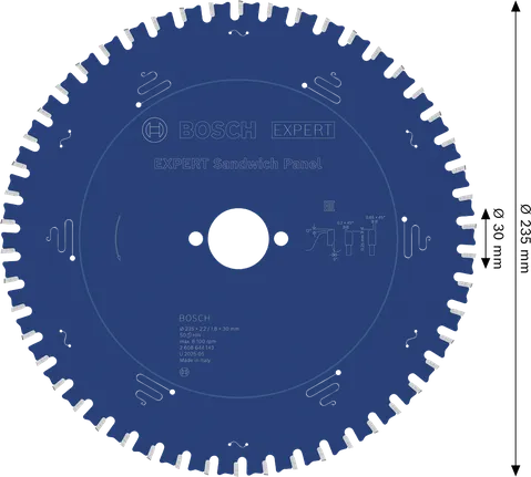 Lame de scie circulaire pour panneaux sandwich Bosch EXPERT, diamètre 235 mm.