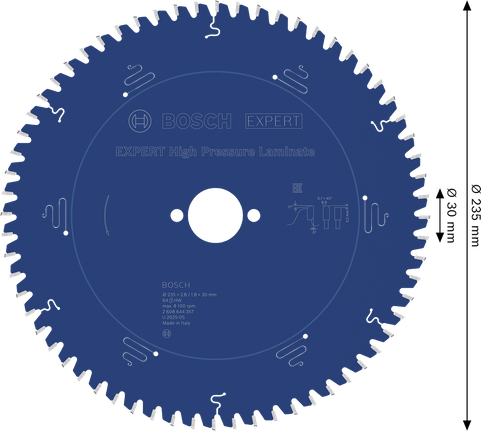 Lame de scie circulaire Bosch EXPERT pour stratifiés haute pression, 235 mm.