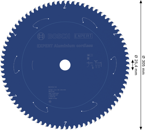 Lame de scie circulaire sans fil Bosch EXPERT Aluminium, 305 mm.
