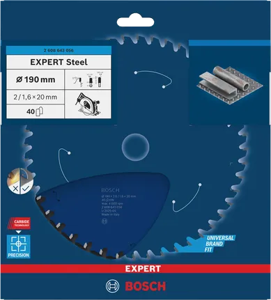 Lame de scie circulaire Bosch EXPERT en acier 190 mm pour la découpe du métal.