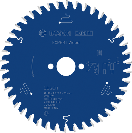 Lame de scie circulaire Bosch EXPERT pour bois 140 mm T42.