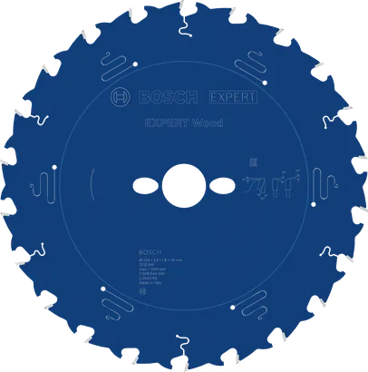 Lame de scie circulaire à bois Bosch EXPERT 254 mm pour une coupe précise du bois.