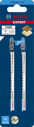 Lames de scie sauteuse Bosch EXPERT Wood 2 faces autonettoyantes T308BO, paquet de 2.