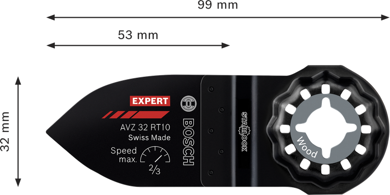 Doigt de ponçage en carbure Bosch EXPERT AVZ 32 RT10 pour bois.