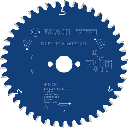 Lame de scie circulaire Bosch EXPERT Aluminium, 150 mm 42T.