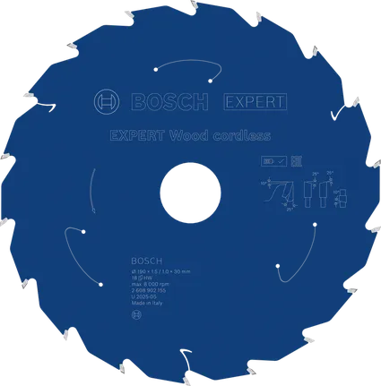 Lame de scie circulaire sans fil Bosch EXPERT Wood, 190 mm.