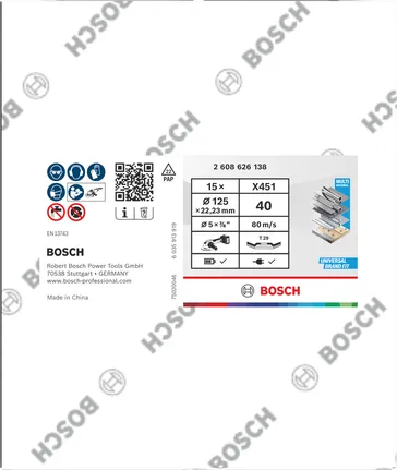 Disque à lamelles Bosch X451 125 mm G40 T29 lot de 15.