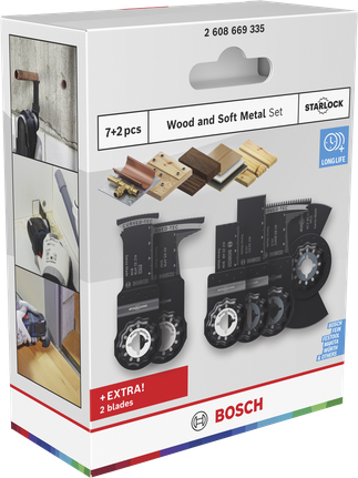 Jeu de 9 lames Bosch pour bois et métaux tendres.