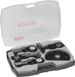 Coffret à bois Bosch 7 pièces dans un coffret de rangement.