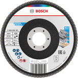 Disque à lamelles Bosch X451 125 mm G120 pour le meulage de matériaux multiples.
