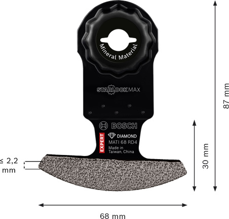 Lame d'angle diamantée Bosch EXPERT MATI 68 RD4, 68 mm.