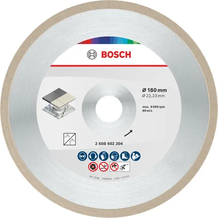 Disque de coupe céramique Bosch 180 mm pour la découpe de carrelage.