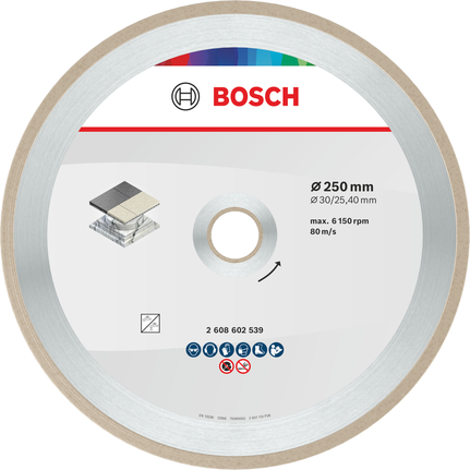 Disque de coupe céramique Bosch 250 mm pour carrelage.