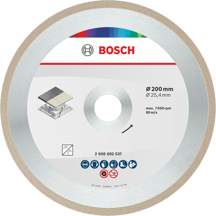 Disque de coupe céramique Bosch 200 mm pour carrelage.