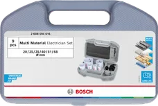 Ensemble de scies cloches multi-matériaux pour électricien Bosch dans un étui.