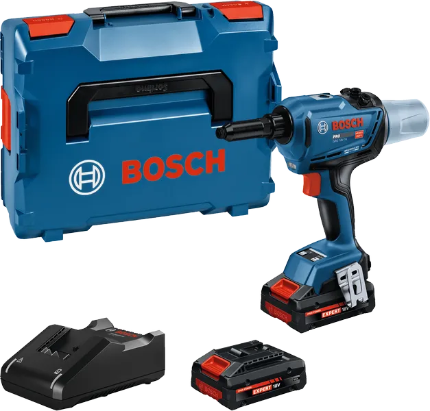Kit de riveteuse sans fil Bosch GRG18V-16 avec étui.