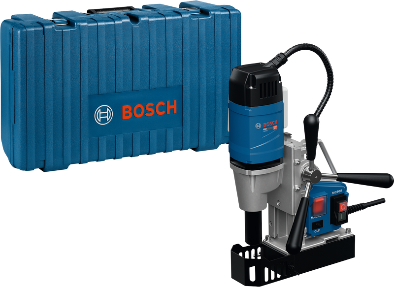 Perceuse magnétique Bosch GBM 38 HD avec mallette de transport.