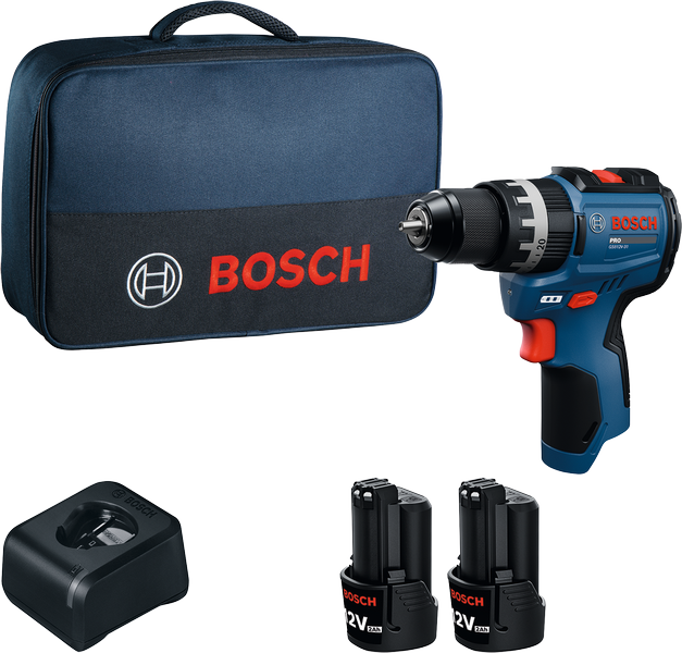 Kit perceuse sans fil Bosch GSB 12V-30 avec batteries.