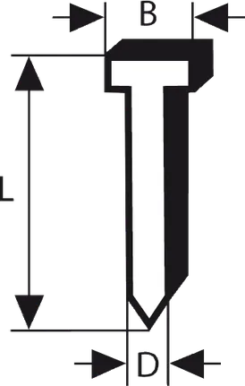 Clou en T Bosch pour cloueuse avec dimensions étiquetées.