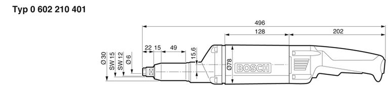 Dimensions de la meuleuse droite.
