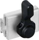 Pince noire sur extrusion métallique.