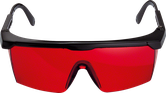 Lunettes de vision laser Bosch avec verres teintés rouges.