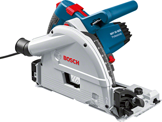 Scie circulaire à rail Bosch GKT 55 GCE pour une coupe précise.