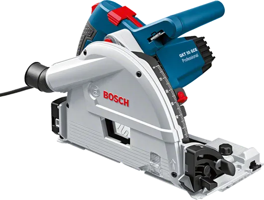 Scie circulaire à rail Bosch GKT 55 GCE pour une coupe précise.