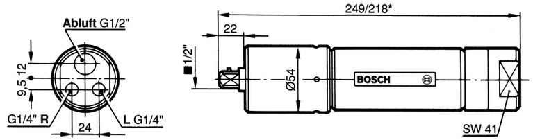 Dimensions du moteur pneumatique.