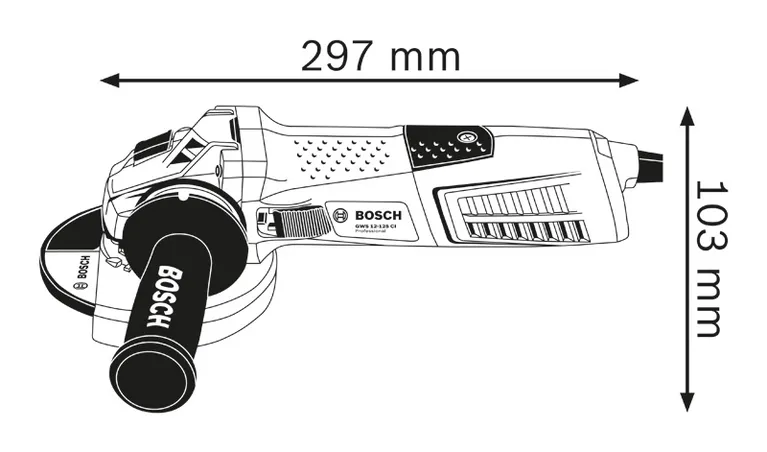 Angle grinder dimensions.