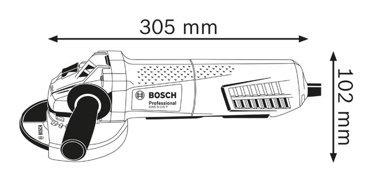 Angle grinder dimensions.
