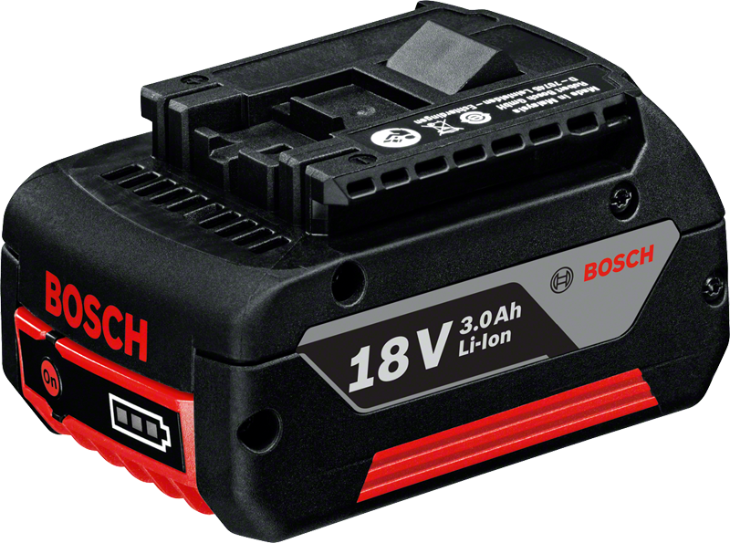 Bosch 18V 3.0Ah Li-Ion battery pack.